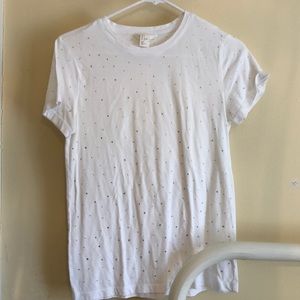 White T with silver sequins